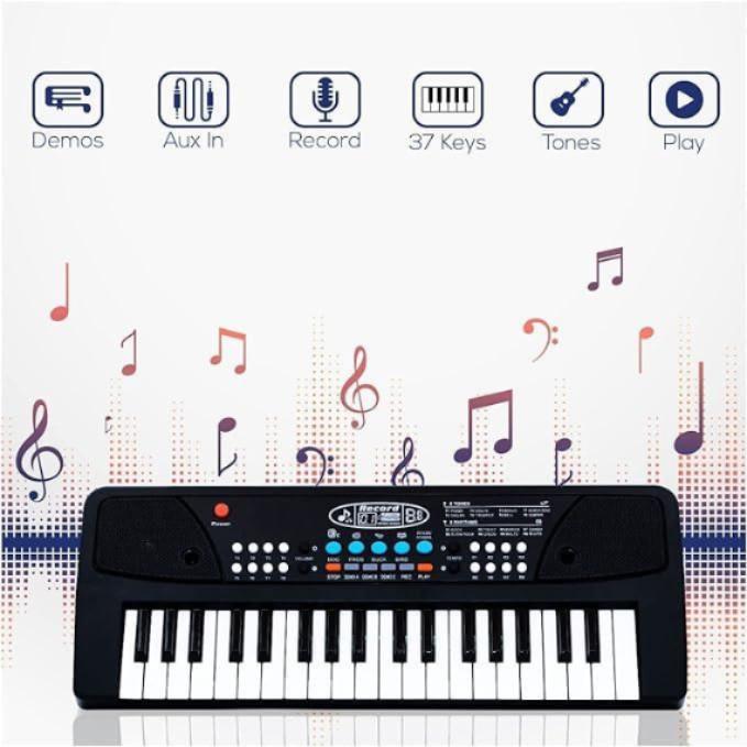 37 Keys Piano Keyboard Toy with Microphone, USB Power Cable & Sound Recording Function Analog Portable Keyboard